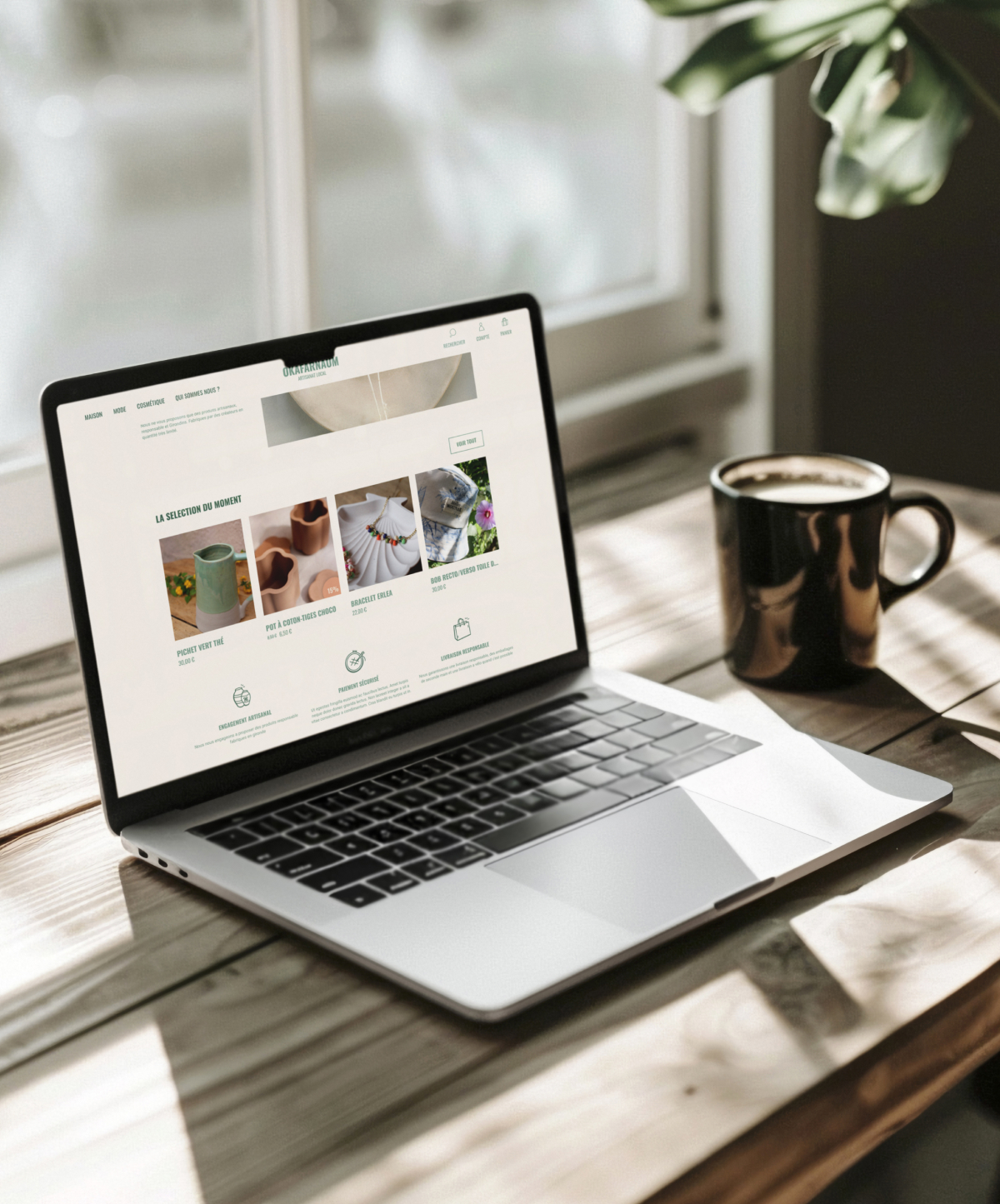 Mise en situation du site de Okafarnaum réalisé par Emilie Robin et Clémentine Besacier.