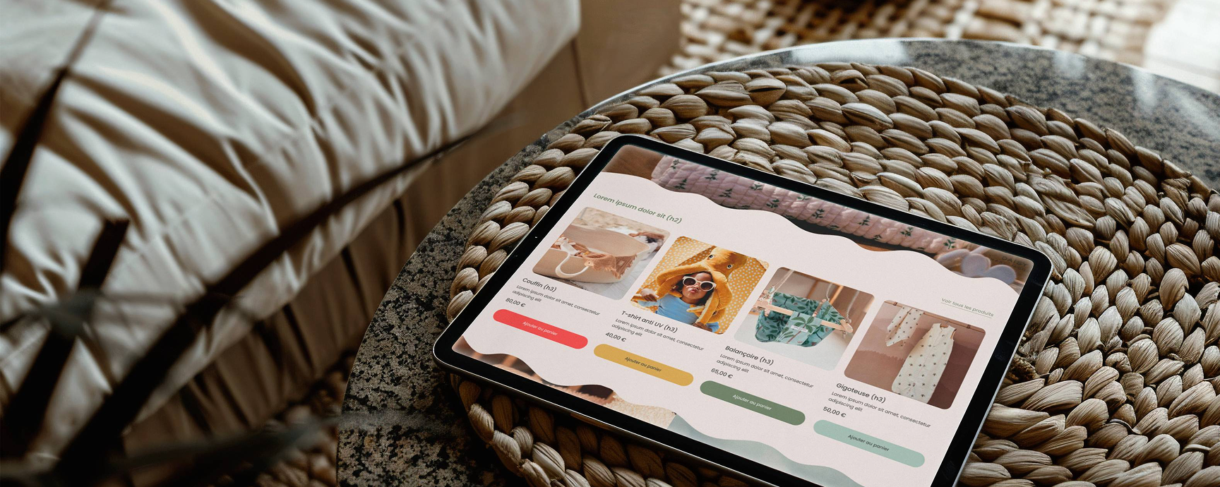 Mise en situation du site ecommerce de Petits Pilotis, réalisé par Clémentine Besacier