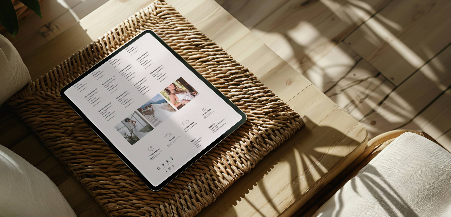 Mise en situation du site ecommerce de Grej Modern Bride, réalisé par Clémentine Besacier